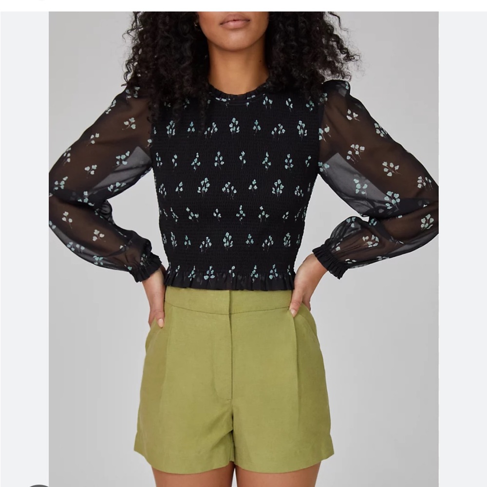 NWOT Aritzia Wilfred Tempest Blouse in Black/Aqua